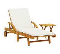 vidaXL Tumbona de jardín con cojín y mesa – Madera maciza de acacia