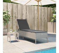 Vidaxl Tumbona con Cojín y Mesita de Ratán Sintético - Negro Light gray
