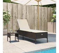 vidaXL Tumbona de exterior con cojín y mesita – ratán sintético marrón – muebles de jardín