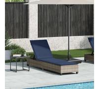 vidaXL Tumbona con cojines, color gris, 55x200x25,5cm, poliratán