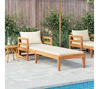 vidaXL Tumbona con cojines crema madera maciza de acacia