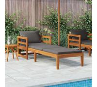 vidaXL Tumbona con cojines gris oscuro madera maciza de acacia