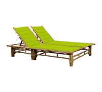 Vidaxl Tumbona de Bambú para Exterior con Cojines - Antracita/Gris/Crema Bright green