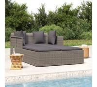 vidaXL Tumbona con cojines ratán sintético gris 182x118x63 cm