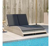 vidaXL Tumbona con cojines ratán sintético gris claro 114x205x73 cm