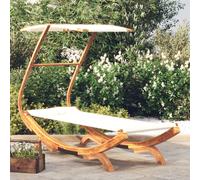 vidaXL Tumbona con dosel madera maciza curvada crema 100x190x134 cm
