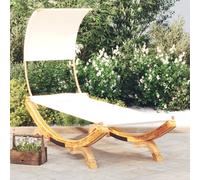 vidaXL Tumbona con dosel madera maciza curvada crema 100x200x126 cm