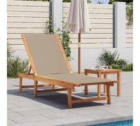 Tumbona Con Mesa Madera Maciza De Acacia Y Textileno Taupe Vidaxl