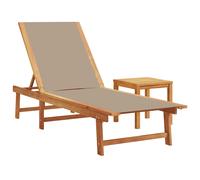 Tumbona Con Mesa Madera Maciza De Acacia Y Textileno Taupe Vidaxl