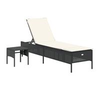 VidaXL - Tumbona con mesa y cojín (resina trenzada, tumbona, cama de descanso de jardín, muebles de exterior, tumbona al aire libre