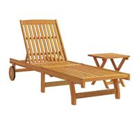 vidaXL Tumbona con mesita - Madera maciza de acacia, para jardín y terraza