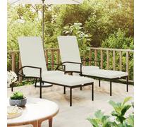 Vidaxl Tumbona con Reposapiés de Ratán Sintético Marrón - Pack de 2 Brown