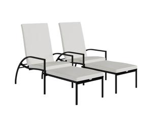 Vidaxl Tumbona con Reposapiés de Ratán Sintético Marrón - Pack de 2 Black