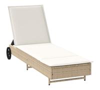 vidaXL Tumbona con ruedas y cojín, ratán sintético, beige