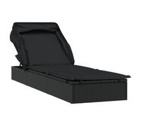 Vidaxl Tumbona con Toldo Plegable Ratán Sintético 213x63x97cm Marrón Black