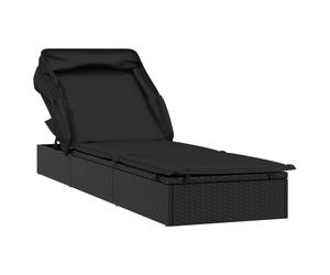 Vidaxl Tumbona con Toldo Plegable Ratán Sintético 213x63x97cm Marrón Black