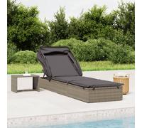 Vidaxl Tumbona con Toldo Plegable Ratán Sintético 213x63x97cm Marrón Gray