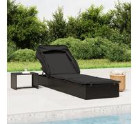 vidaXL Tumbona con toldo plegable ratán sintético negro 213x63x97cm