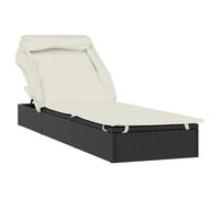 Vidaxl Tumbona con Toldo Plegable Ratán Sintético 213x63x97cm Marrón Black White