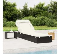 vidaXL Tumbona con toldo plegable ratán sintético negro 213x63x97cm