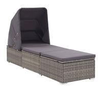 vidaXL Tumbona con toldo y cojín ratán sintético gris