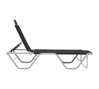 Vidaxl Tumbona de Aluminio y Textilene Negro para Jardín, Playa, Piscina y Terraza Black