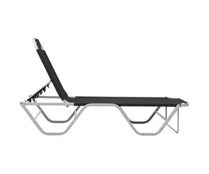 Vidaxl Tumbona de Aluminio y Textilene Negro para Jardín, Playa, Piscina y Terraza Black