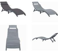 vidaXL Tumbona de exterior con cojín, color gris, madera maciza de acacia - Tumbona - Tumbonas - Silla reclinable - Sillas reclinables