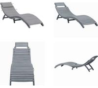 vidaXL Tumbona de exterior con cojín, color gris, madera maciza de acacia - Tumbona - Tumbonas - Silla reclinable - Sillas reclinables