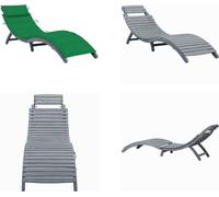 vidaXL Tumbona de exterior con cojín, color gris, madera maciza de acacia - Tumbona - Tumbonas - Silla reclinable - Sillas reclinables