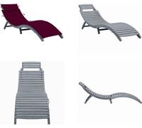 vidaXL Tumbona de exterior con cojín, color gris, madera maciza de acacia - Tumbona - Tumbonas - Silla reclinable - Sillas reclinables