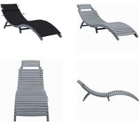 vidaXL Tumbona de exterior con cojín, color gris, madera maciza de acacia - Tumbona - Tumbonas - Silla reclinable - Sillas reclinables