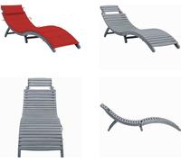 vidaXL Tumbona de exterior con cojín, color gris, madera maciza de acacia - Tumbona - Tumbonas - Silla reclinable - Sillas reclinables