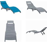 vidaXL Tumbona de exterior con cojín, color gris, madera maciza de acacia - Tumbona - Tumbonas - Silla reclinable - Sillas reclinables