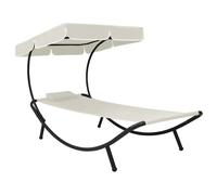 vidaXL Tumbona de exterior con dosel y almohada blanco crema