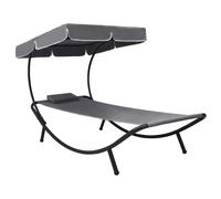 vidaXL Tumbona de exterior con dosel y almohada gris
