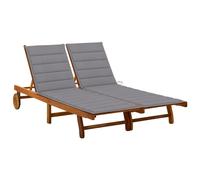 vidaXL Tumbona de jardín 2 personas y cojines madera maciza de acacia