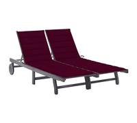 vidaXL Tumbona de jardín 2 personas y cojines madera maciza de acacia