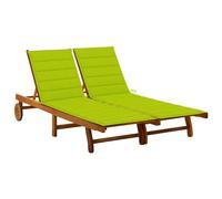 vidaXL Tumbona de jardín 2 personas y cojines madera maciza de acacia