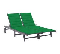 vidaXL Tumbona de jardín 2 personas y cojines madera maciza de acacia