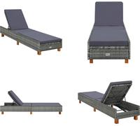 vidaXL Tumbona de jardín con cojín, de ratán sintético, color gris - Tumbona - Tumbonas - Chaise longue - Chaise longues