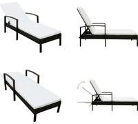 vidaXL Tumbona de jardín con cojín, de ratán sintético, color marrón - Tumbona - Tumbonas - Silla reclinable - Sillas reclinables