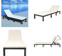 vidaXL Tumbona de jardín con cojín, de ratán sintético, color - Silla reclinable - Sillas reclinables - Tumbona - Tumbonas