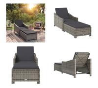 vidaXL Tumbona de jardín con cojín gris oscuro, fabricada en ratán sintético gris - Tumbona - Tumbonas - Silla de jardín - Sillas de jardín