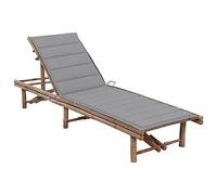 vidaXL Tumbona de Jardín con Cojín Hamaca Silla Asiento Patio Terraza Balcón Exterior Piscina Playa Cama Plegable Ajustable Robusta Bambú