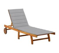 Vidaxl Tumbona de Jardín con Cojín Madera Maciza de Acacia Gray