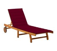 Vidaxl Tumbona de Jardín con Cojín Madera Maciza de Acacia Red wine