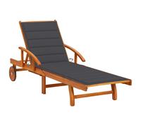 Vidaxl Tumbona de Jardín de Madera Maciza de Acacia con Cojín - Antracita Anthracite