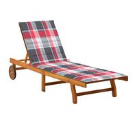 Vidaxl Tumbona de Jardín con Cojín Madera Maciza de Acacia Red checkered print