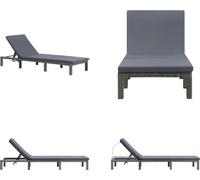 vidaXL Tumbona de jardín con cojín, tejido de polirratán, color gris antracita - Silla reclinable - Sillas reclinables - Tumbona - Tumbonas